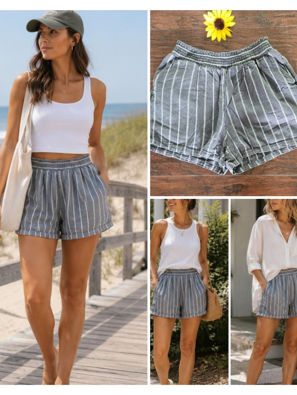UNIVERSAL THREAD LINEN STRIPED SHORTS.